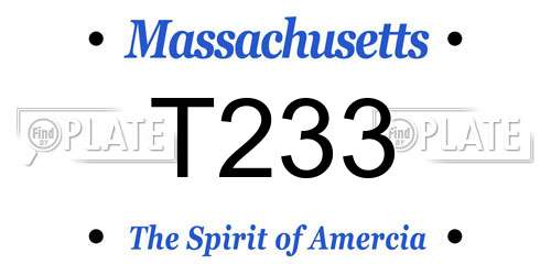 T233 Massachusetts License Plate