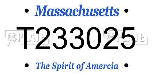 T233025 Massachusetts License Plate