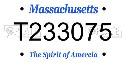 T233075 Massachusetts License Plate