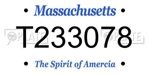 T233078 Massachusetts License Plate