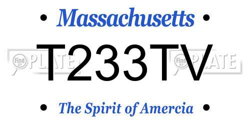 T233TV Massachusetts License Plate