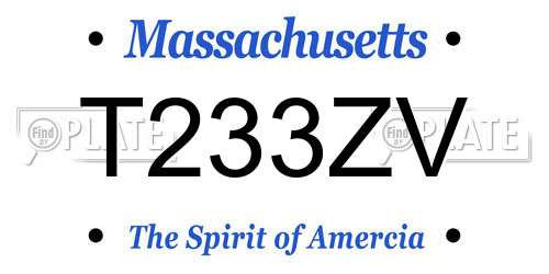 T233ZV Massachusetts License Plate