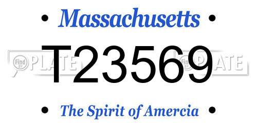 T23569 Massachusetts License Plate