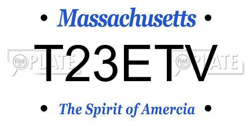 T23ETV Massachusetts License Plate