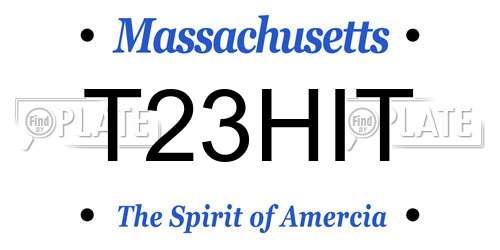 T23HIT Massachusetts License Plate