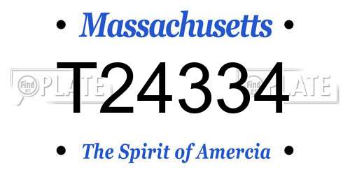 T24334 Massachusetts License Plate
