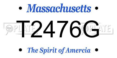 T2476G Massachusetts License Plate