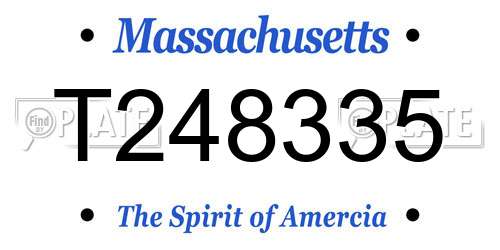 T248335 Massachusetts License Plate