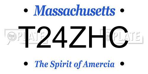T24ZHC Massachusetts License Plate