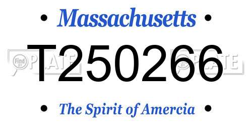 T250266 Massachusetts License Plate