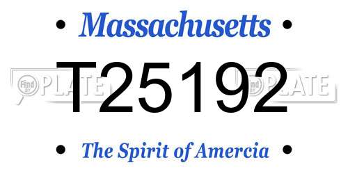 T25192 Massachusetts License Plate