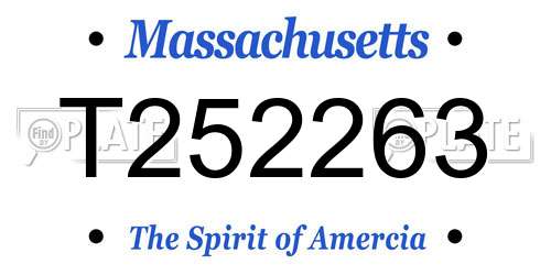 T252263 Massachusetts License Plate
