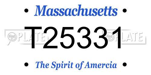 T25331 Massachusetts License Plate