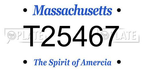 T25467 Massachusetts License Plate