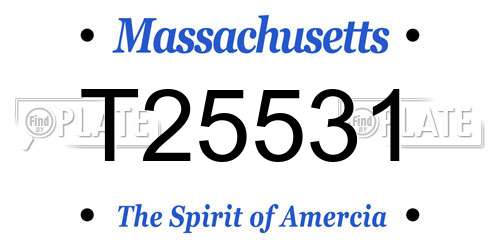 T25531 Massachusetts License Plate