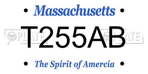 T255AB Massachusetts License Plate