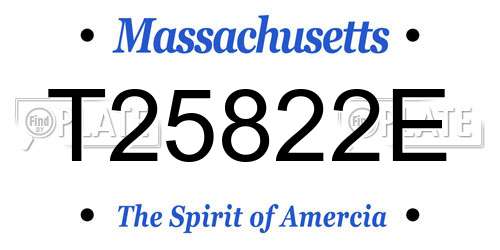 T25822E Massachusetts License Plate