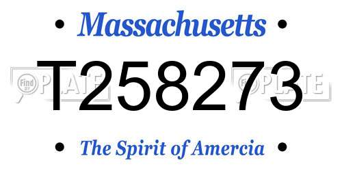 T258273 Massachusetts License Plate