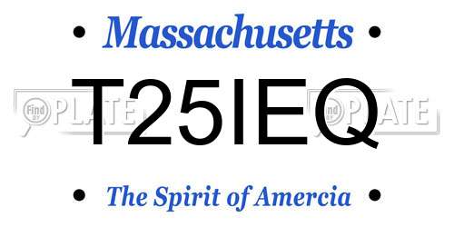 T25IEQ Massachusetts License Plate