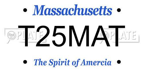 T25MAT Massachusetts License Plate