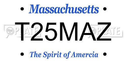 T25MAZ Massachusetts License Plate