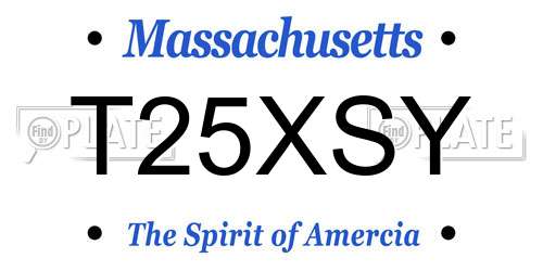 T25XSY Massachusetts License Plate