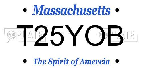 T25YOB Massachusetts License Plate