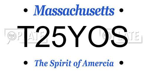 T25YOS Massachusetts License Plate