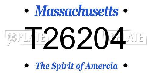 T26204 Massachusetts License Plate
