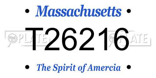 T26216 Massachusetts License Plate