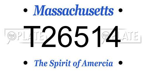 T26514 Massachusetts License Plate