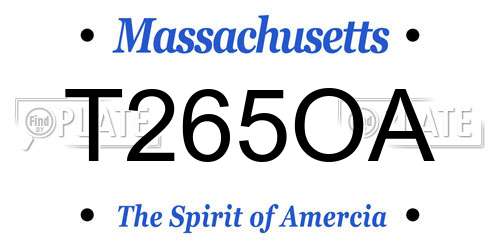 T265OA Massachusetts License Plate