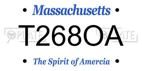 T268OA Massachusetts License Plate