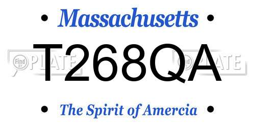 T268QA Massachusetts License Plate