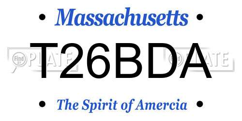 T26BDA Massachusetts License Plate