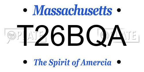 T26BQA Massachusetts License Plate
