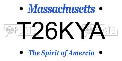 T26KYA Massachusetts License Plate