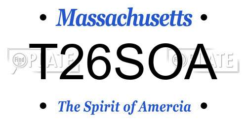 T26SOA Massachusetts License Plate
