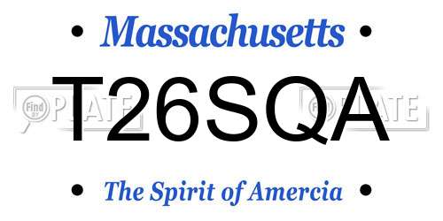 T26SQA Massachusetts License Plate
