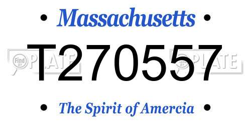 T270557 Massachusetts License Plate