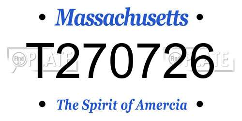 T270726 Massachusetts License Plate