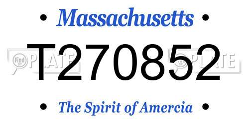 T270852 Massachusetts License Plate