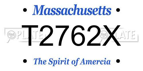 T2762X Massachusetts License Plate