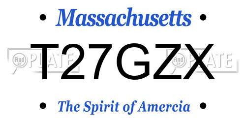 T27GZX Massachusetts License Plate