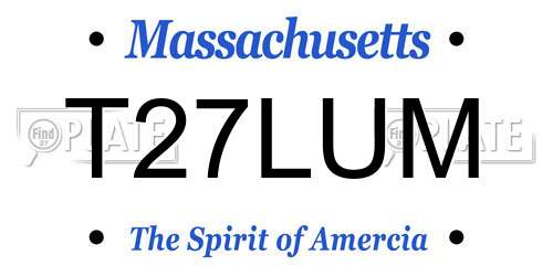 T27LUM Massachusetts License Plate