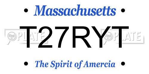 T27RYT Massachusetts License Plate