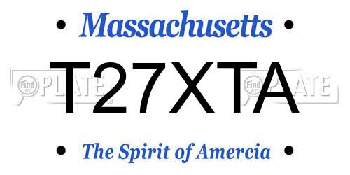 T27XTA Massachusetts License Plate