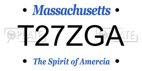 T27ZGA Massachusetts License Plate