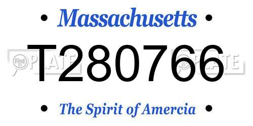 T280766 Massachusetts License Plate