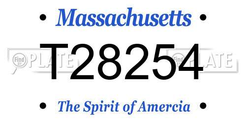 T28254 Massachusetts License Plate